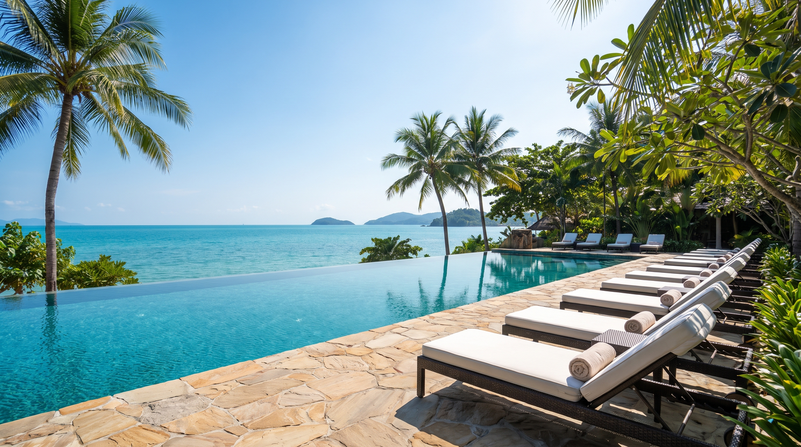 Sala de estar con diseño tropical premium en Puerto Vallarta